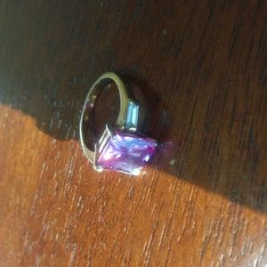 Faux Amethyst DAC Costume Jewelry ring, pre-owned from 1970-80s, Woman's Size 5